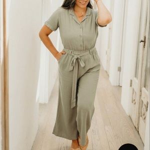 CJLA Graham Short Sleeve Jumpsuit, Sage Green